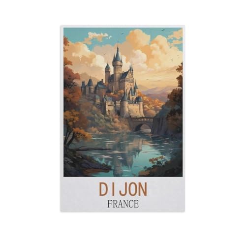 Dijon France Puzzle für Erwachsene, 1000 Teile, klassisches Puzzle, für Teenager, Jungen, Mädchen, stabile eng anliegende Teile, Buchstaben auf der Rückseite für ideale Herausforderung und Geschenk von YYHMKBYY