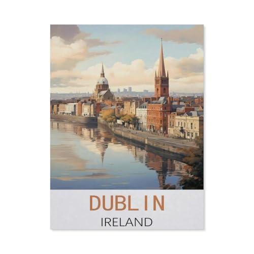 Dublin Irland Vintage-Reiseplakate，Puzzles 1000 Teile für Erwachsene, Klassische Puzzle Jungen Mädchen Puzzle für Kinder Teenager Lernspiel Spielzeug（75x50cm）-CP13 von YYHMKBYY
