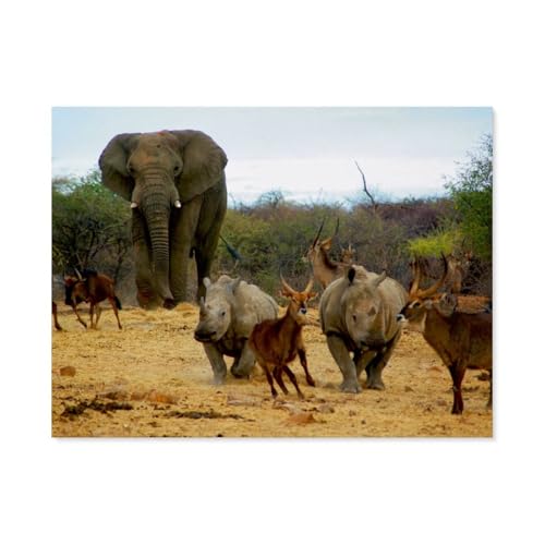 Elefant und andere afrikanische Tiere，Klassisches Puzzle 3D Puzzle DIY Kit Holz Spielzeug Einzigartiges Geschenk-AT9 von YYHMKBYY