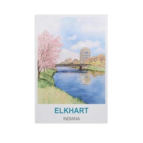 Elkhart, Indiana，Puzzles 1000 Stück Puzzles Für Erwachsene Kinder Klassisches Familienpuzzle Indoor DIY Spielzeug Geburtstagsgeschenk（38x26cm）-GH31 von YYHMKBYY