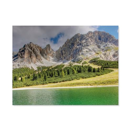 Erwachsene Kinder Puzzles 1000 Teile Puzzle，Almteich bei Cortina d Ampezzo mit Monte Cristallo，einfaches Puzzle Spiel Rolle Puzzle Bildung Spielzeug Spiel Familie Dekoration（50x70cm）-AP82 von YYHMKBYY