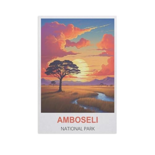 Erwachsene Kinder Puzzles 1000 Teile Puzzle，Amboseli Nationalpark，einfaches Puzzle Spiel Rolle Puzzle Bildung Spielzeug Spiel Familie Dekoration（38x26cm）-GI83 von YYHMKBYY