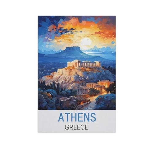 Erwachsene Kinder Puzzles 1000 Teile Puzzle，Athen, Griechenland，einfaches Puzzle Spiel Rolle Puzzle Bildung Spielzeug Spiel Familie Dekoration（75x50cm）-FP3 von YYHMKBYY