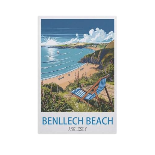 Erwachsene Kinder Puzzles 1000 Teile Puzzle，Benllech Beach, Anglesey，einfaches Puzzle Spiel Rolle Puzzle Bildung Spielzeug Spiel Familie Dekoration（38x26cm）-GA4 von YYHMKBYY