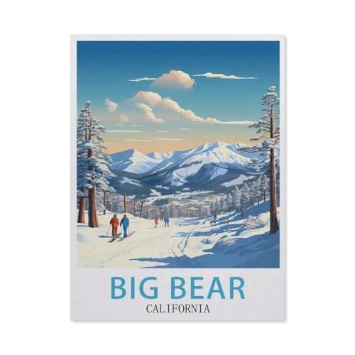 Erwachsene Kinder Puzzles 1000 Teile Puzzle，Big Bear California Vintage-Reiseposter，einfaches Puzzle Spiel Rolle Puzzle Bildung Spielzeug Spiel Familie Dekoration（75x50cm）-AY3 von YYHMKBYY