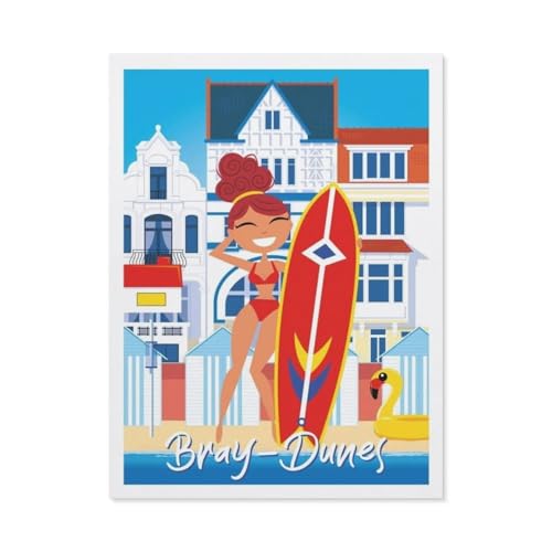 Erwachsene Kinder Puzzles 1000 Teile Puzzle，Bray-Dunes Frankreich Surf，einfaches Puzzle Spiel Rolle Puzzle Bildung Spielzeug Spiel Familie Dekoration（50x70cm）-BQ37 von YYHMKBYY