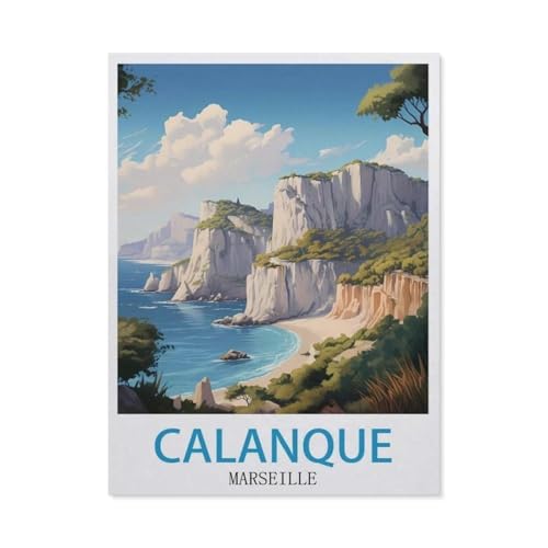 Erwachsene Kinder Puzzles 1000 Teile Puzzle，Calanque Marseille，einfaches Puzzle Spiel Rolle Puzzle Bildung Spielzeug Spiel Familie Dekoration（75x50cm）-GP43 von YYHMKBYY