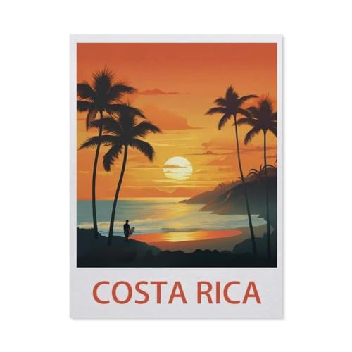 Erwachsene Kinder Puzzles 1000 Teile Puzzle，Costa Rica Vintage-Reiseposter, Surf，einfaches Puzzle Spiel Rolle Puzzle Bildung Spielzeug Spiel Familie Dekoration（38x26cm）-AW57 von YYHMKBYY