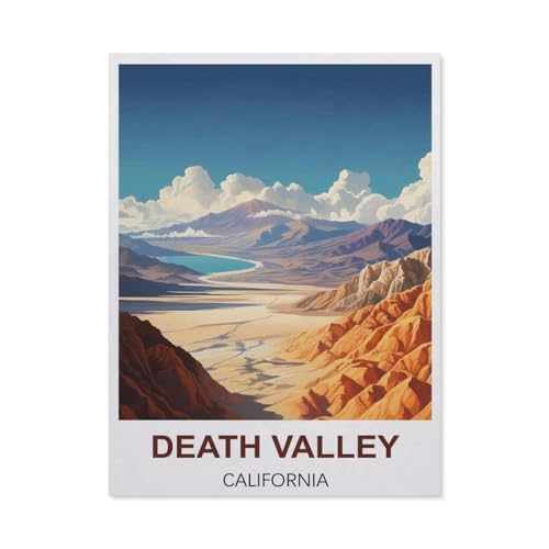 Erwachsene Kinder Puzzles 1000 Teile Puzzle，Death Valley California Vintage-Reiseposter，einfaches Puzzle Spiel Rolle Puzzle Bildung Spielzeug Spiel Familie Dekoration（38x26cm）-BJ4 von YYHMKBYY
