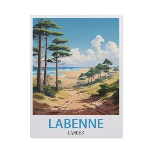 Erwachsene Kinder Puzzles 1000 Teile Puzzle，Labenne Landes Vintage-Reiseposter，einfaches Puzzle Spiel Rolle Puzzle Bildung Spielzeug Spiel Familie Dekoration（38x26cm）-BU2 von YYHMKBYY
