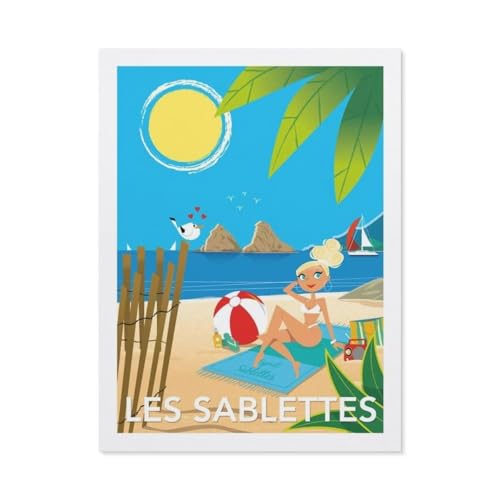 Erwachsene Kinder Puzzles 1000 Teile Puzzle，Les Sablettes Frankreich Strand，einfaches Puzzle Spiel Rolle Puzzle Bildung Spielzeug Spiel Familie Dekoration（38x26cm）-BP64 von YYHMKBYY