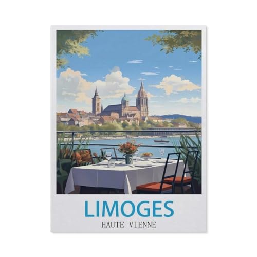 Erwachsene Kinder Puzzles 1000 Teile Puzzle，Limoges Haute Vienne Vintage-Reiseposter，einfaches Puzzle Spiel Rolle Puzzle Bildung Spielzeug Spiel Familie Dekoration（75x50cm）-BU75 von YYHMKBYY