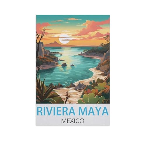 Erwachsene Kinder Puzzles 1000 Teile Puzzle，Riviera Maya Mexiko，einfaches Puzzle Spiel Rolle Puzzle Bildung Spielzeug Spiel Familie Dekoration（50x70cm）-FW39 von YYHMKBYY