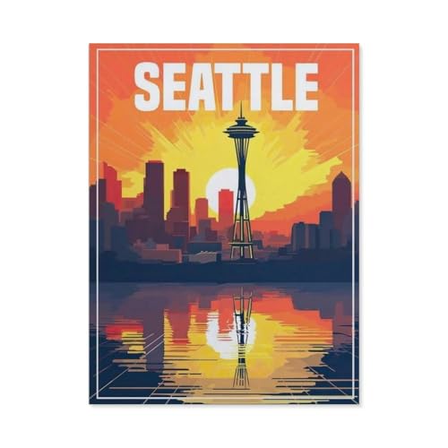 Erwachsene Kinder Puzzles 1000 Teile Puzzle，Seattle USA，einfaches Puzzle Spiel Rolle Puzzle Bildung Spielzeug Spiel Familie Dekoration（75x50cm）-AS89 von YYHMKBYY