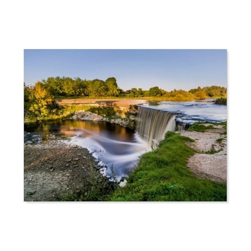 Erwachsene Kinder Puzzles 1000 Teile Puzzle，Wasserfall Jägala in Estland，einfaches Puzzle Spiel Rolle Puzzle Bildung Spielzeug Spiel Familie Dekoration（75x50cm）-AQ55 von YYHMKBYY