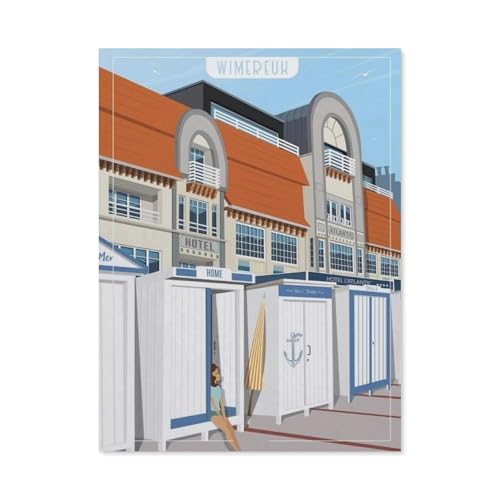 Erwachsene Kinder Puzzles 1000 Teile Puzzle，Wimereux Frankreich Mädchen Vintage Reiseposter，einfaches Puzzle Spiel Rolle Puzzle Bildung Spielzeug Spiel Familie Dekoration（38x26cm）-BO18 von YYHMKBYY