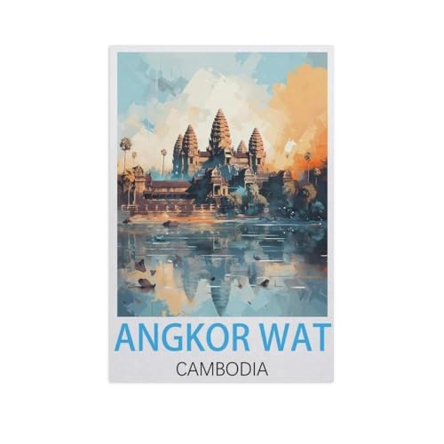 Erwachsene Puzzle 1000 Stück DIY Holz pielzeug，Angkor Wat Kambodscha，Creative Einzigartiges Geschenk Persönlichkeit Spiel Erwachsener Kind Puzzle Spielzeug（75x50cm）-FR46 von YYHMKBYY