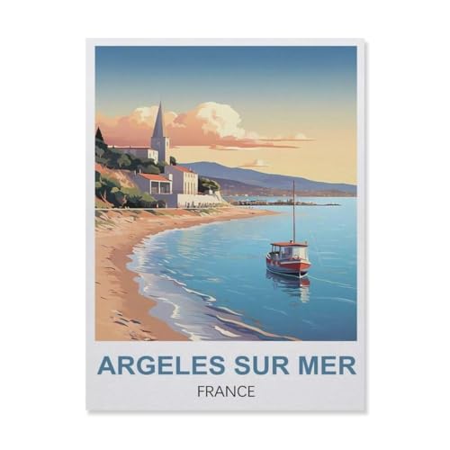 Erwachsene Puzzle 1000 Stück DIY Holz pielzeug，Argeles Sur Mer Frankreich，Creative Einzigartiges Geschenk Persönlichkeit Spiel Erwachsener Kind Puzzle Spielzeug（75x50cm）-ER15 von YYHMKBYY