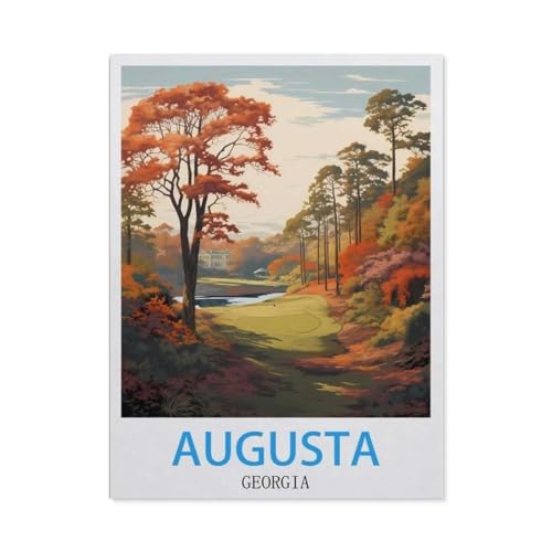 Erwachsene Puzzle 1000 Stück DIY Holz pielzeug，Augusta Georgia Vintage Reiseplakat，Creative Einzigartiges Geschenk Persönlichkeit Spiel Erwachsener Kind Puzzle Spielzeug（75x50cm）-CD5 von YYHMKBYY