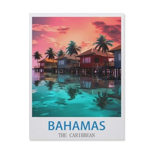 Erwachsene Puzzle 1000 Stück DIY Holz pielzeug，Bahamas, Karibischer Ozean，Creative Einzigartiges Geschenk Persönlichkeit Spiel Erwachsener Kind Puzzle Spielzeug（75x50cm）-EF94 von YYHMKBYY