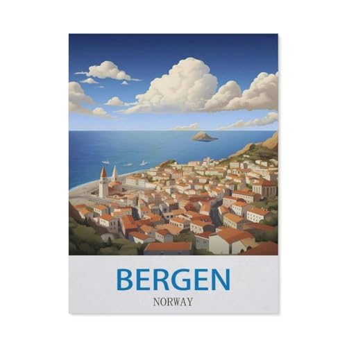 Erwachsene Puzzle 1000 Stück DIY Holz pielzeug，Bergen, Norwegen，Creative Einzigartiges Geschenk Persönlichkeit Spiel Erwachsener Kind Puzzle Spielzeug（75x50cm）-DZ44 von YYHMKBYY