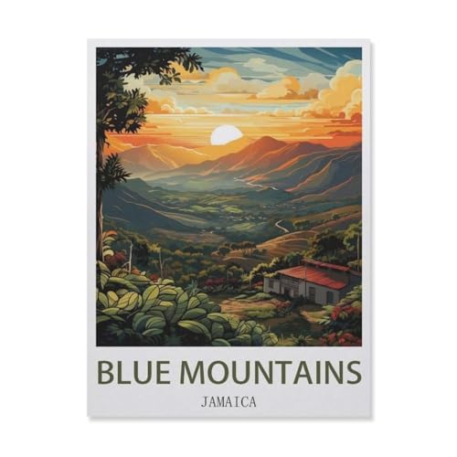 Erwachsene Puzzle 1000 Stück DIY Holz pielzeug，Blue Mountains, Jamaika, Sonnenuntergang，Creative Einzigartiges Geschenk Persönlichkeit Spiel Erwachsener Kind Puzzle Spielzeug（75x50cm）-DU30 von YYHMKBYY