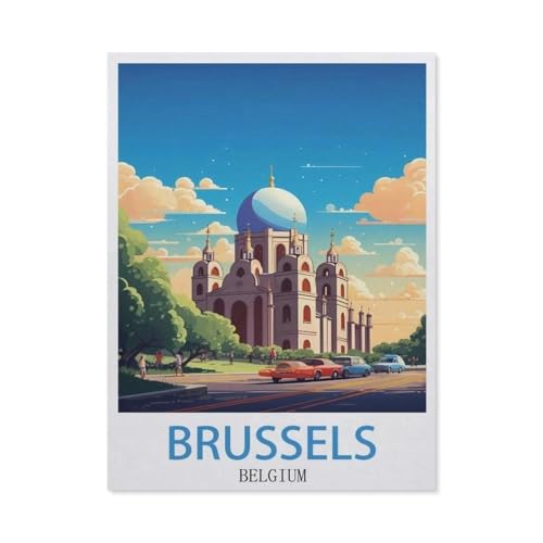Erwachsene Puzzle 1000 Stück DIY Holz pielzeug，Brüssel, Belgien，Creative Einzigartiges Geschenk Persönlichkeit Spiel Erwachsener Kind Puzzle Spielzeug（75x50cm）-DK5 von YYHMKBYY