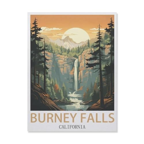 Erwachsene Puzzle 1000 Stück DIY Holz pielzeug，Burney Falls, Kalifornien，Creative Einzigartiges Geschenk Persönlichkeit Spiel Erwachsener Kind Puzzle Spielzeug（75x50cm）-DM24 von YYHMKBYY