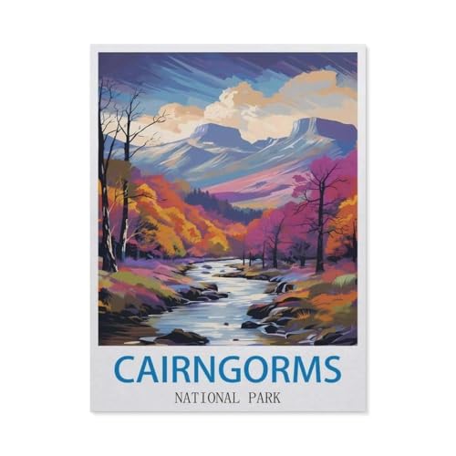 Erwachsene Puzzle 1000 Stück DIY Holz pielzeug，Cairngorms National Park – Vintage Reiseplakate，Creative Einzigartiges Geschenk Persönlichkeit Spiel Erwachsener Kind Puzzle Spielzeug（75x50cm）-CZ77 von YYHMKBYY