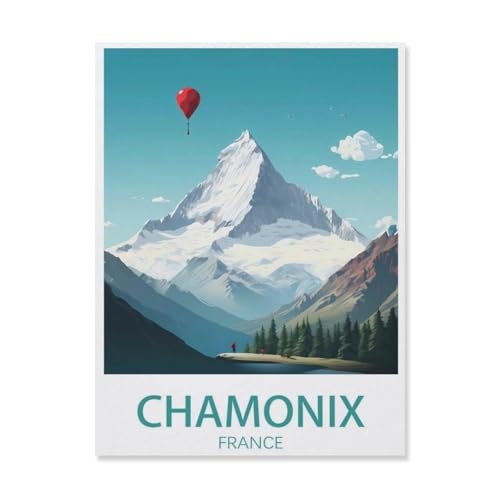 Erwachsene Puzzle 1000 Stück DIY Holz pielzeug，Chamonix, Frankreich, Ski，Creative Einzigartiges Geschenk Persönlichkeit Spiel Erwachsener Kind Puzzle Spielzeug（75x50cm）-Q36 von YYHMKBYY