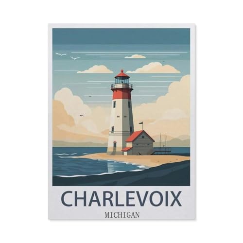 Erwachsene Puzzle 1000 Stück DIY Holz pielzeug，Charlevoix Michigan，Creative Einzigartiges Geschenk Persönlichkeit Spiel Erwachsener Kind Puzzle Spielzeug（75x50cm）-EZ12 von YYHMKBYY