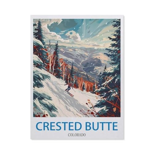 Erwachsene Puzzle 1000 Stück DIY Holz pielzeug，Crested Butte, Colorado – Skifahren，Creative Einzigartiges Geschenk Persönlichkeit Spiel Erwachsener Kind Puzzle Spielzeug（75x50cm）-CI92 von YYHMKBYY