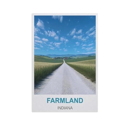 Erwachsene Puzzle 1000 Stück DIY Holz pielzeug，Farmland, Indiana，Creative Einzigartiges Geschenk Persönlichkeit Spiel Erwachsener Kind Puzzle Spielzeug（75x50cm）-GH58 von YYHMKBYY