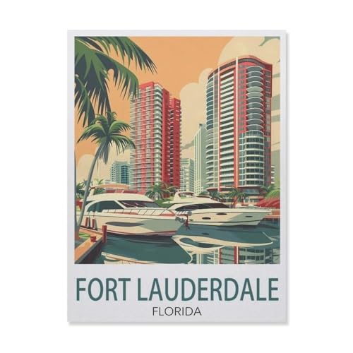 Erwachsene Puzzle 1000 Stück DIY Holz pielzeug，Fort Lauderdale, Florida，Creative Einzigartiges Geschenk Persönlichkeit Spiel Erwachsener Kind Puzzle Spielzeug（75x50cm）-DP19 von YYHMKBYY