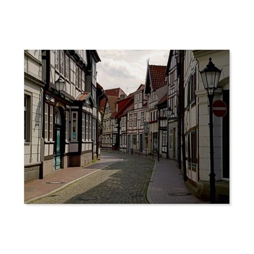 Erwachsene Puzzle 1000 Stück DIY Holz pielzeug，Gasse in der Hamelner Altstadt，Creative Einzigartiges Geschenk Persönlichkeit Spiel Erwachsener Kind Puzzle Spielzeug（75x50cm）-AS22 von YYHMKBYY
