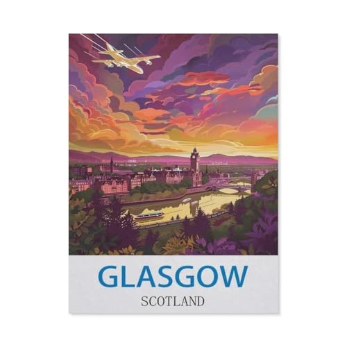 Erwachsene Puzzle 1000 Stück DIY Holz pielzeug，Glasgow, Schottland，Creative Einzigartiges Geschenk Persönlichkeit Spiel Erwachsener Kind Puzzle Spielzeug（75x50cm）-CI19 von YYHMKBYY