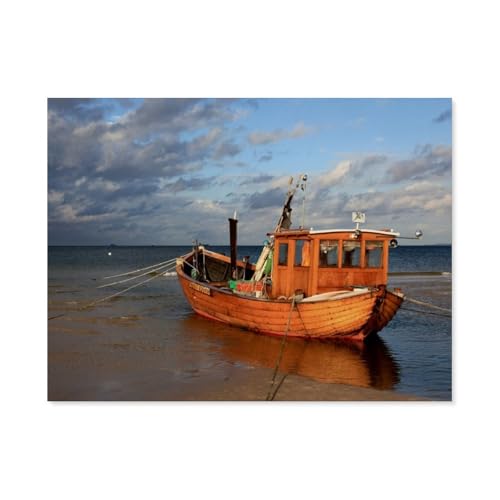 Erwachsene Puzzle 1000 Stück DIY Holz pielzeug，Hölzernes Fischerboot，Creative Einzigartiges Geschenk Persönlichkeit Spiel Erwachsener Kind Puzzle Spielzeug（75x50cm）-AQ76 von YYHMKBYY