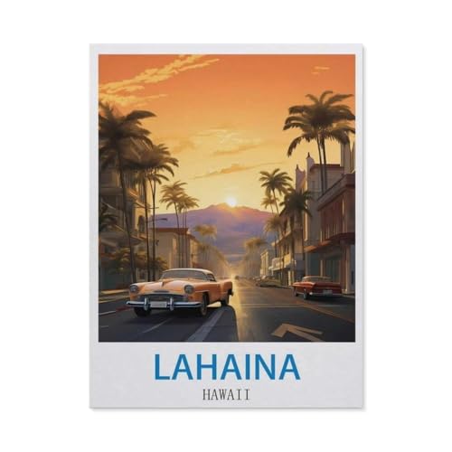 Erwachsene Puzzle 1000 Stück DIY Holz pielzeug，Lahaina, Hawaii – Vintage Reiseplakate，Creative Einzigartiges Geschenk Persönlichkeit Spiel Erwachsener Kind Puzzle Spielzeug（75x50cm）-CT17 von YYHMKBYY