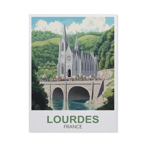 Erwachsene Puzzle 1000 Stück DIY Holz pielzeug，Lourdes Frankreich，Creative Einzigartiges Geschenk Persönlichkeit Spiel Erwachsener Kind Puzzle Spielzeug（75x50cm）-EZ85 von YYHMKBYY