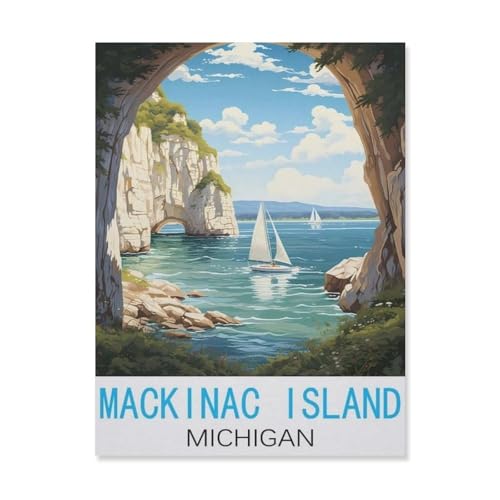 Erwachsene Puzzle 1000 Stück DIY Holz pielzeug，Mackinac Island Michigan，Creative Einzigartiges Geschenk Persönlichkeit Spiel Erwachsener Kind Puzzle Spielzeug（75x50cm）-FK13 von YYHMKBYY