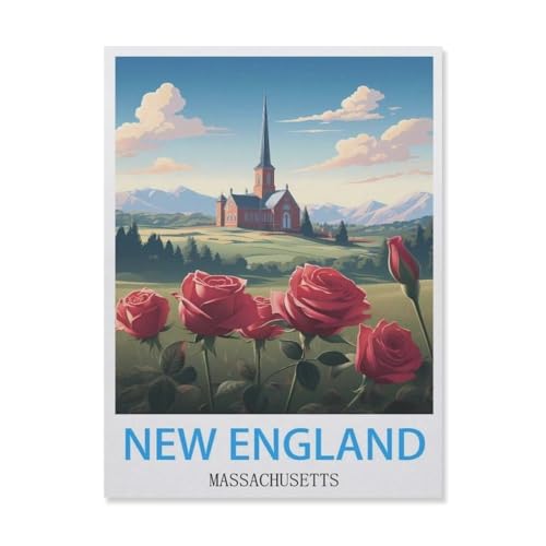Erwachsene Puzzle 1000 Stück DIY Holz pielzeug，New England Massachusetts，Creative Einzigartiges Geschenk Persönlichkeit Spiel Erwachsener Kind Puzzle Spielzeug（75x50cm）-FH91 von YYHMKBYY
