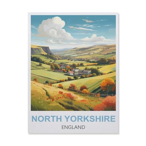 Erwachsene Puzzle 1000 Stück DIY Holz pielzeug，North Yorkshire England，Creative Einzigartiges Geschenk Persönlichkeit Spiel Erwachsener Kind Puzzle Spielzeug（75x50cm）-ET34 von YYHMKBYY