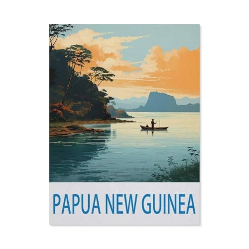 Erwachsene Puzzle 1000 Stück DIY Holz pielzeug，Papua-Neuguinea – Vintage Reiseplakat，Creative Einzigartiges Geschenk Persönlichkeit Spiel Erwachsener Kind Puzzle Spielzeug（75x50cm）-CV39 von YYHMKBYY