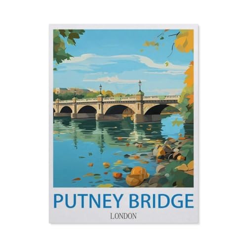 Erwachsene Puzzle 1000 Stück DIY Holz pielzeug，Putney Bridge, London, England，Creative Einzigartiges Geschenk Persönlichkeit Spiel Erwachsener Kind Puzzle Spielzeug（75x50cm）-CN30 von YYHMKBYY