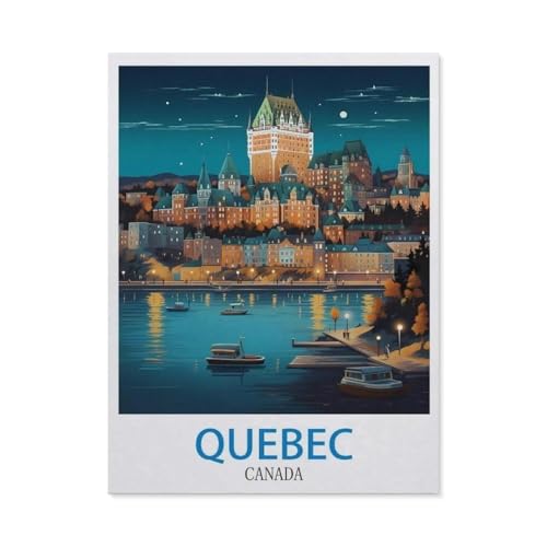 Erwachsene Puzzle 1000 Stück DIY Holz pielzeug，Quebec, Kanada – Vintage Reiseplakate，Creative Einzigartiges Geschenk Persönlichkeit Spiel Erwachsener Kind Puzzle Spielzeug（75x50cm）-CX58 von YYHMKBYY