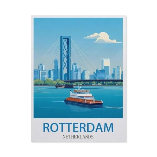 Erwachsene Puzzle 1000 Stück DIY Holz pielzeug，Rotterdam, Niederlande，Creative Einzigartiges Geschenk Persönlichkeit Spiel Erwachsener Kind Puzzle Spielzeug（75x50cm）-DG37 von YYHMKBYY