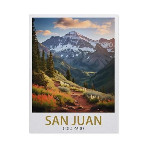 Erwachsene Puzzle 1000 Stück DIY Holz pielzeug，San Juan, Colorado Vintage-Reiseposter，Creative Einzigartiges Geschenk Persönlichkeit Spiel Erwachsener Kind Puzzle Spielzeug（75x50cm）-CH43 von YYHMKBYY