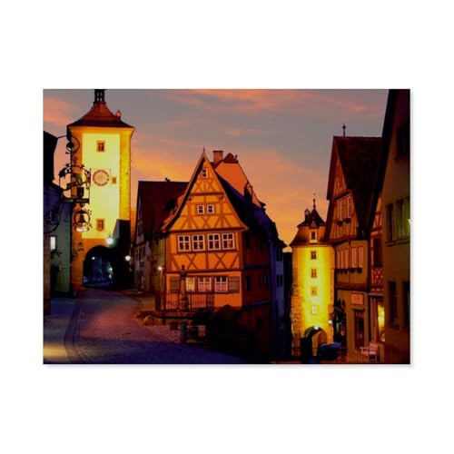 Erwachsene Puzzle 1000 Stück DIY Holz pielzeug，Siebersturm und Plönlein, Rothenburg，Creative Einzigartiges Geschenk Persönlichkeit Spiel Erwachsener Kind Puzzle Spielzeug（75x50cm）-AO57 von YYHMKBYY