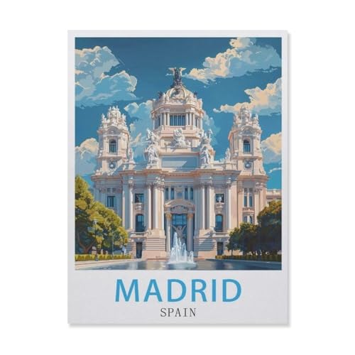 Erwachsene Puzzle 1000 Stück DIY Holz pielzeug，Spanien Madrid，Creative Einzigartiges Geschenk Persönlichkeit Spiel Erwachsener Kind Puzzle Spielzeug（75x50cm）-DP92 von YYHMKBYY