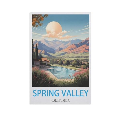 Erwachsene Puzzle 1000 Stück DIY Holz pielzeug，Spring Valley, Kalifornien，Creative Einzigartiges Geschenk Persönlichkeit Spiel Erwachsener Kind Puzzle Spielzeug（75x50cm）-GI31 von YYHMKBYY